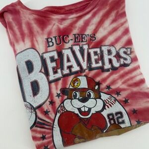 Buc-ees‎ Beavers Tie Dye T Shirt Red White Graphic Tee Size S